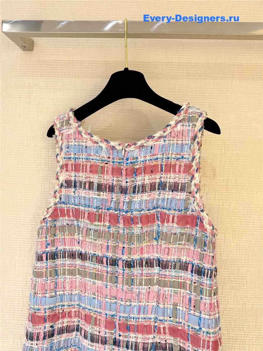 Ch**el pink woven vest dress