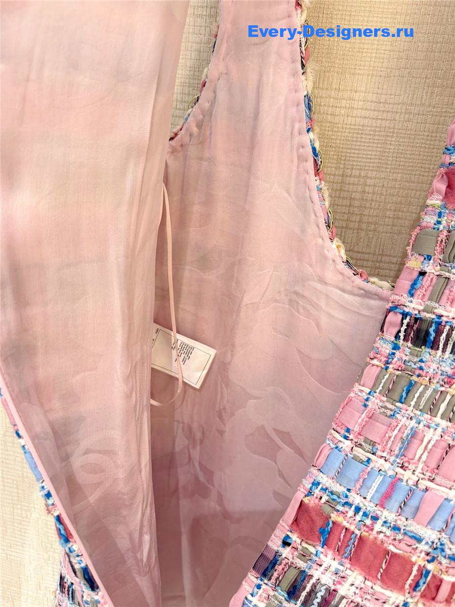 Ch**el pink woven vest dress