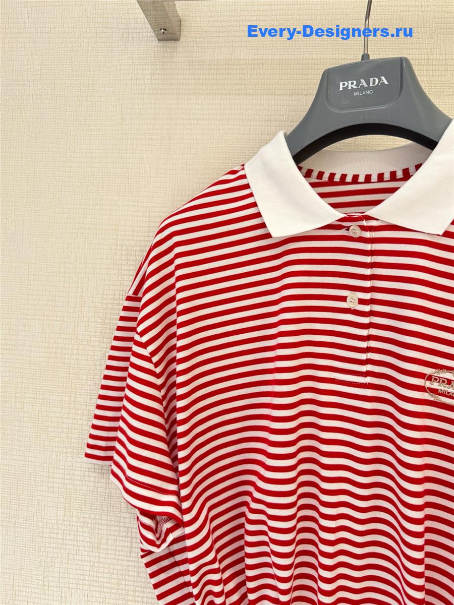 Pra*a red striped polo shirt