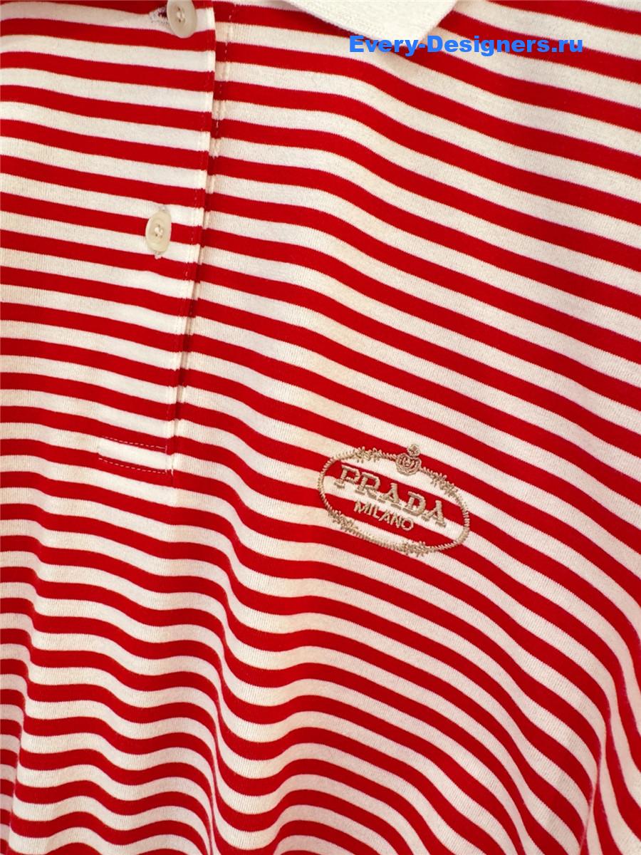 Pra*a red striped polo shirt