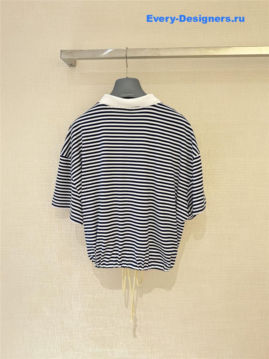 Pra*a navy striped polo shirt