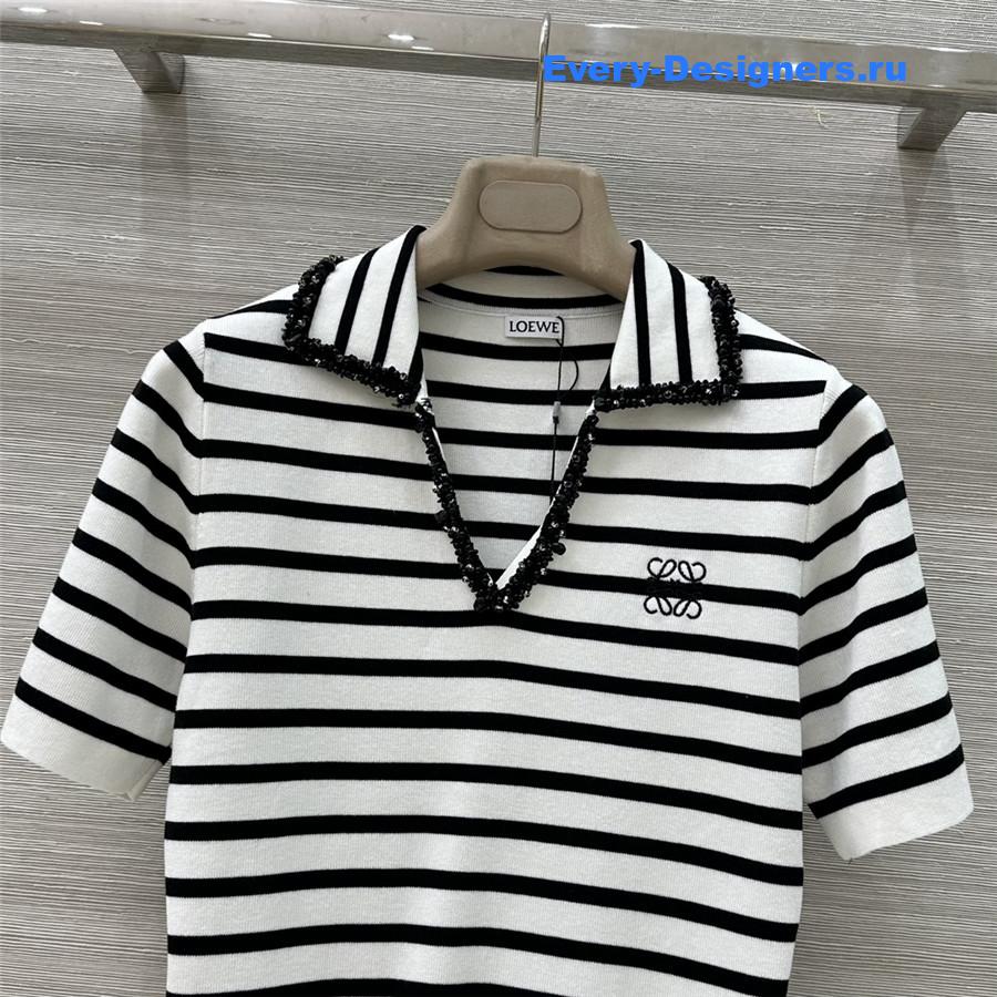 L0ew* striped knit polo top