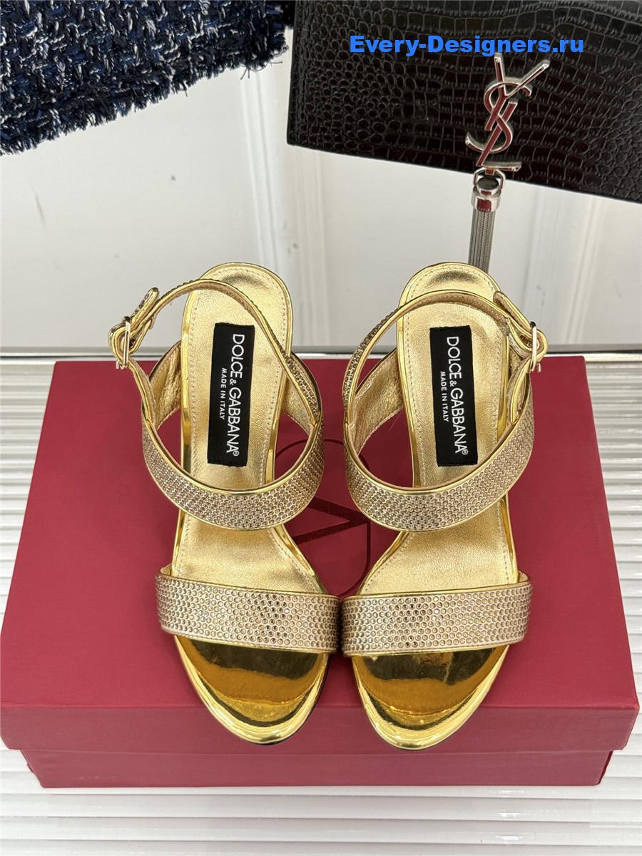 Dolce & Gabbana Gold Rhinestone Heels