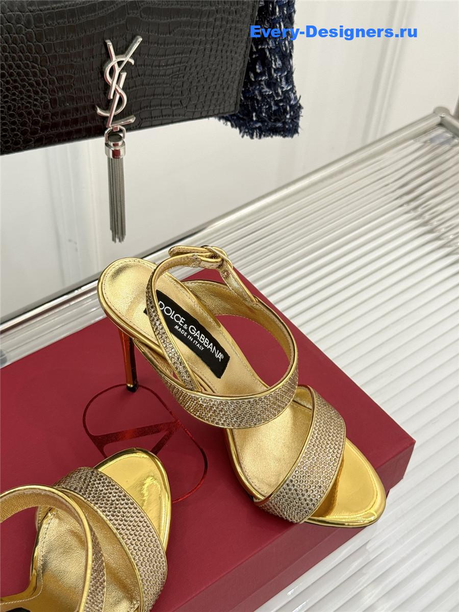 Dolce & Gabbana Gold Rhinestone Heels