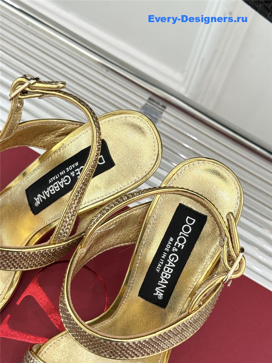 Dolce & Gabbana Gold Rhinestone Heels