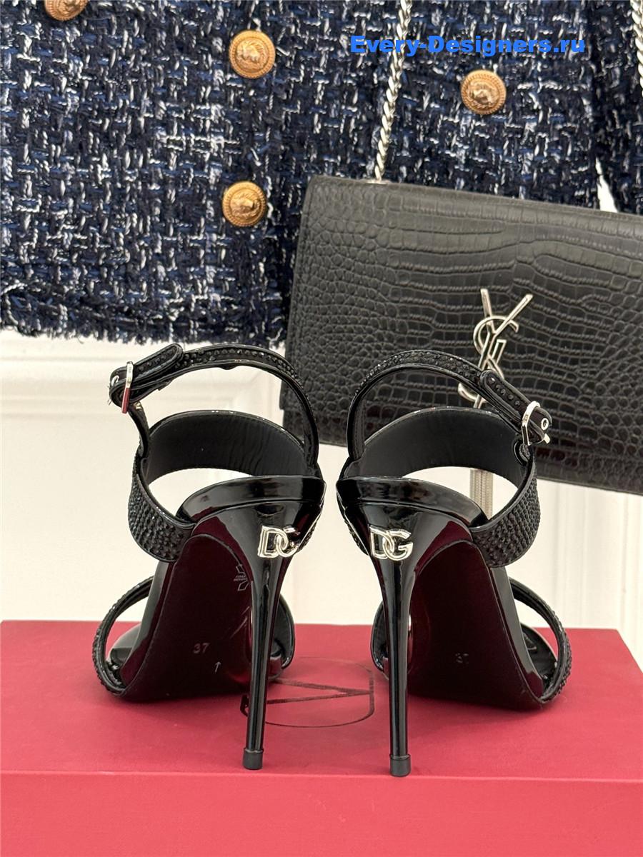 Dolce & Gabbana black rhinestone heel sandals