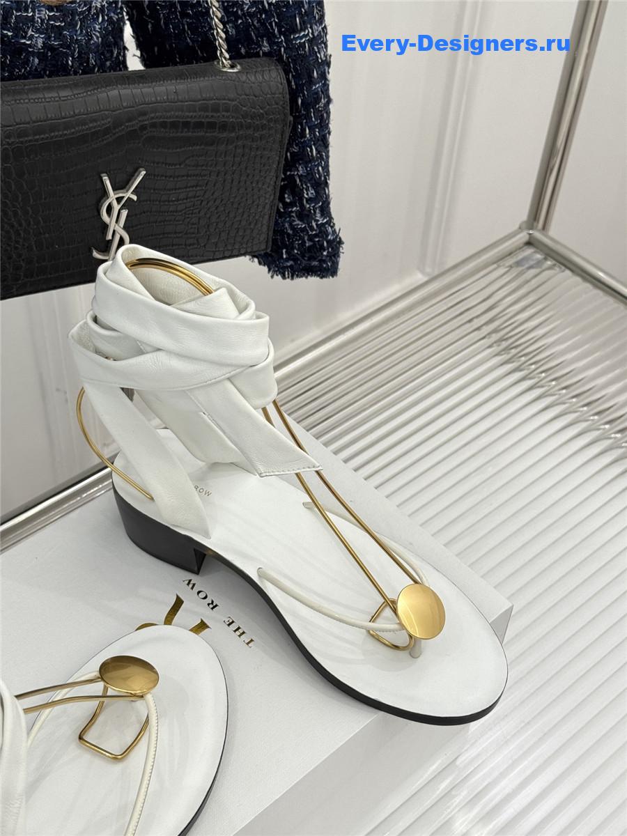 The R0w white leather thong sandals