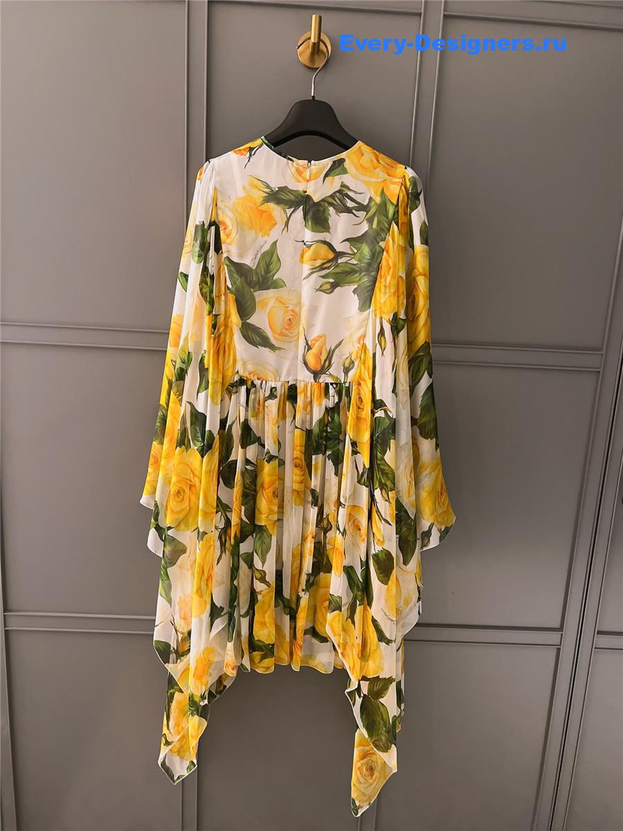 Dolce & Gabbana Rose-Print Chiffon Dress