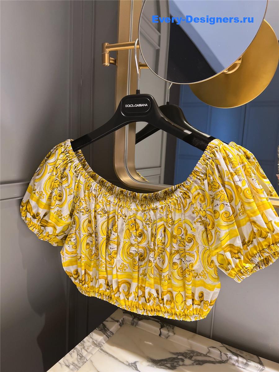 Dolce & Gabbana Yellow Off-Shoulder Top