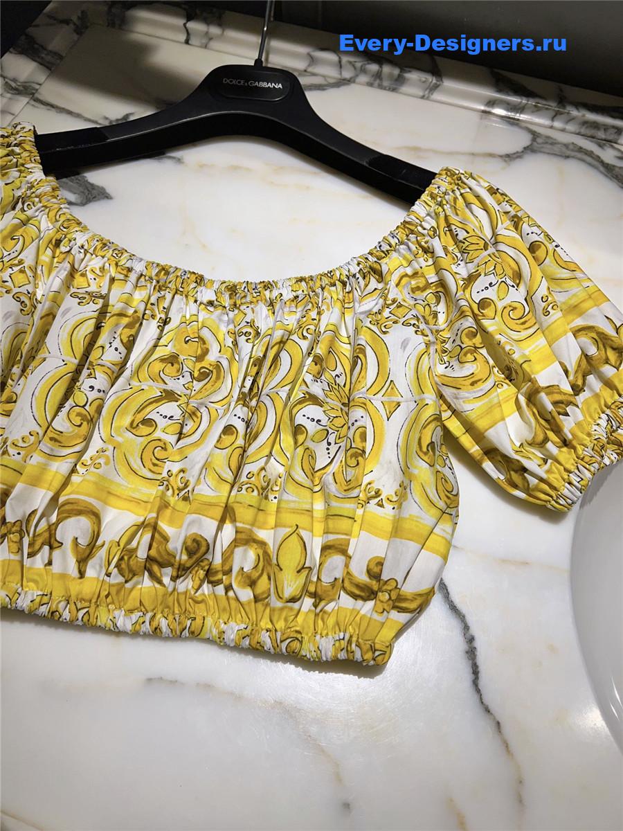Dolce & Gabbana Yellow Off-Shoulder Top