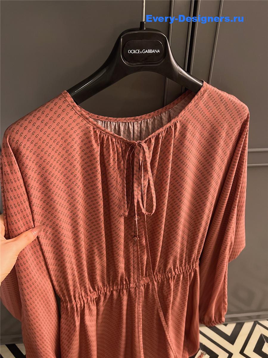 Gvc*1 gg monogram pink silk dress