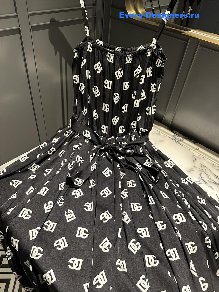 Dolce & Gabbana DG Logo Charmeuse Dress