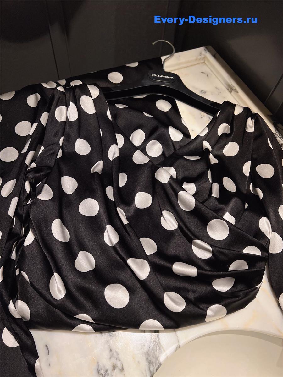Dolce & Gabbana Polka Dot-Print Satin Midi Dress