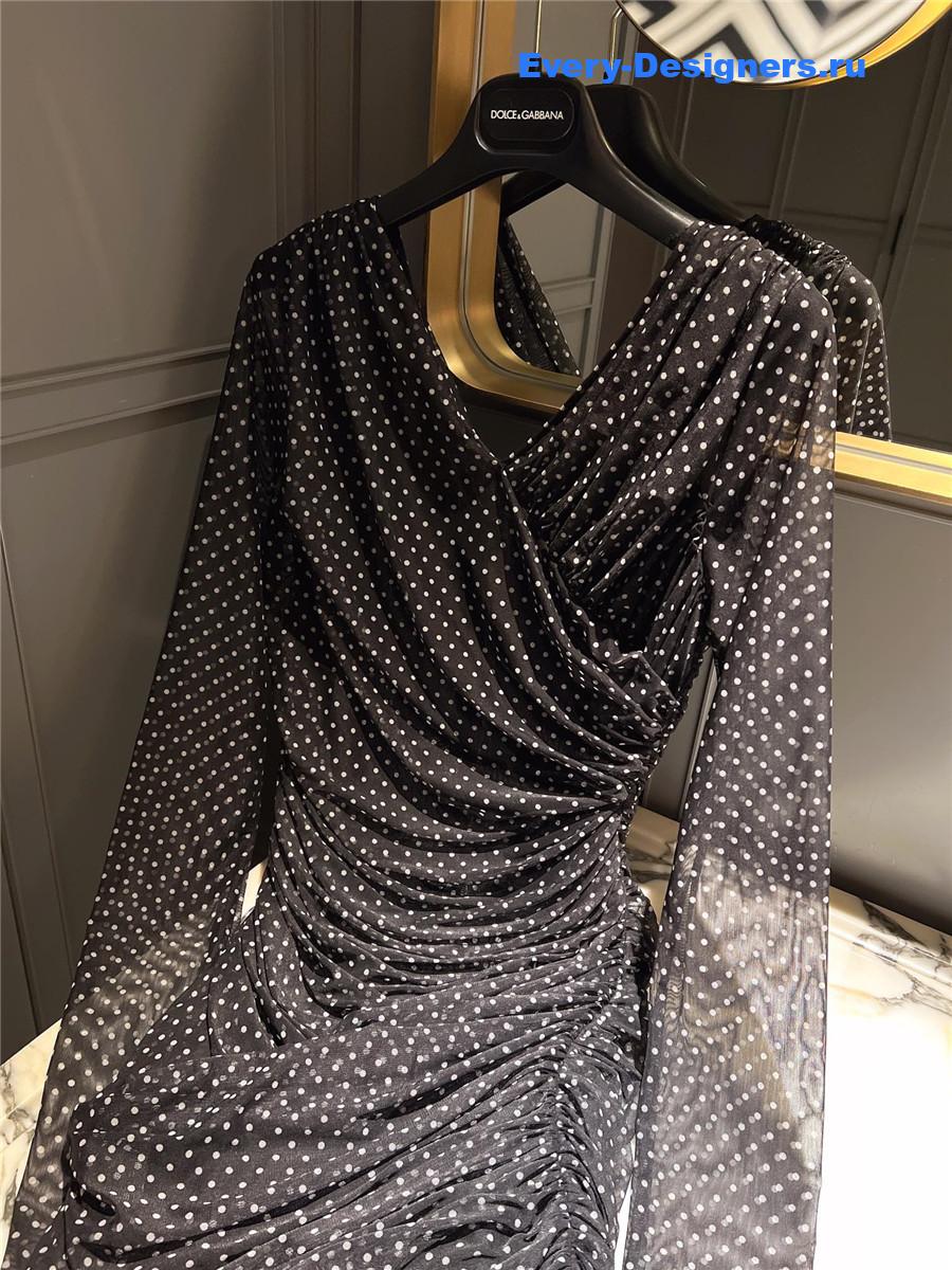 Dolce & Gabbana Polka-Dot Bustier Midi Dress