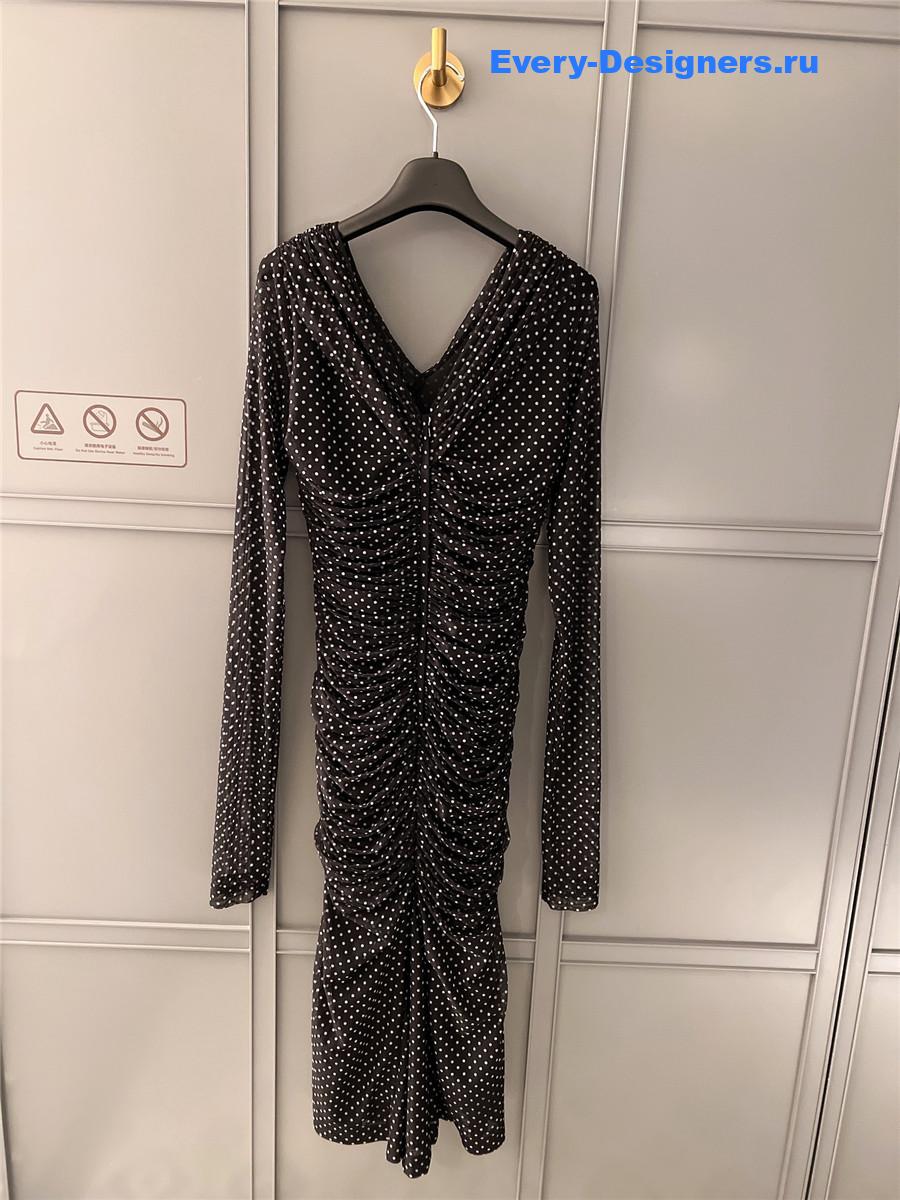 Dolce & Gabbana Polka-Dot Bustier Midi Dress