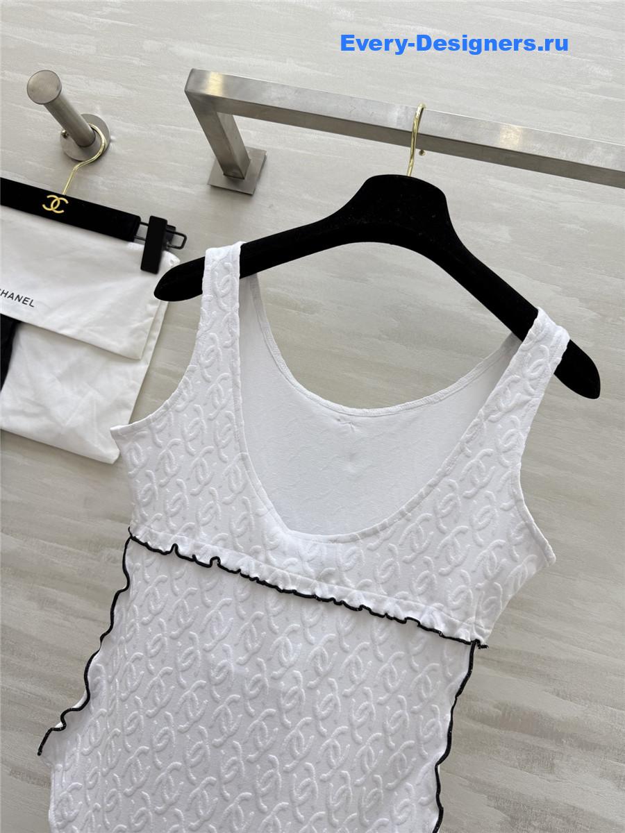Ch**el white cc logo vest swimsuit