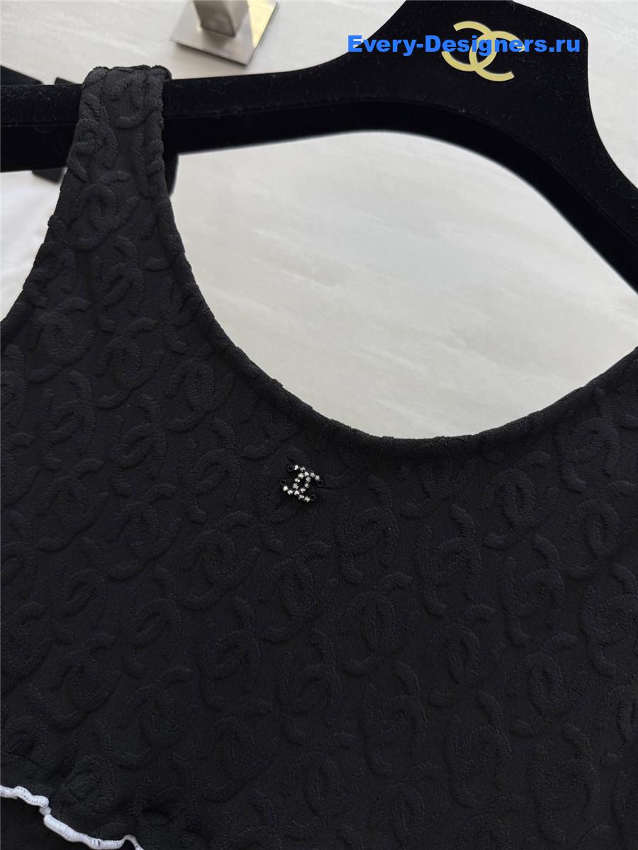 Ch**el black cc logo vest swimsuit
