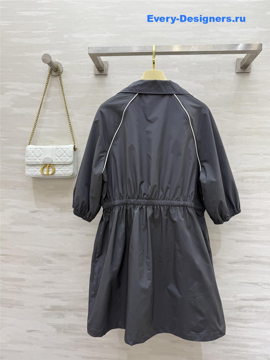 Miu Miu Aluminum Technical Silk Mini-Dress