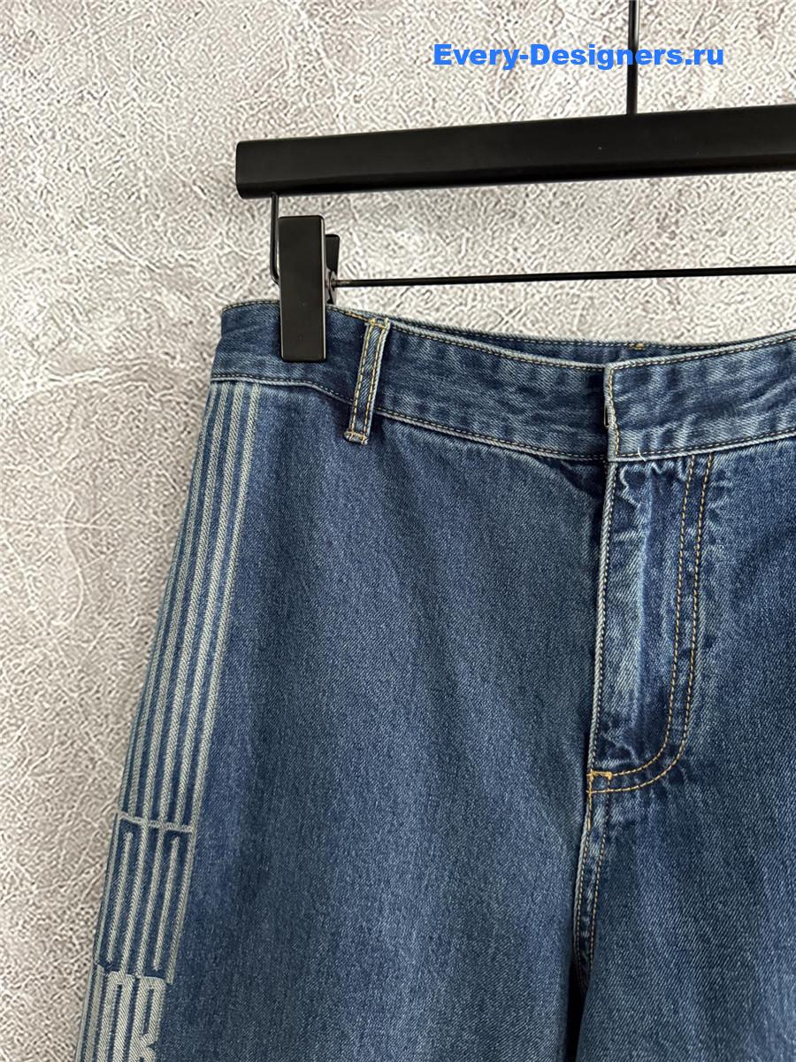 D10r ribbon stripe wide-leg jeans