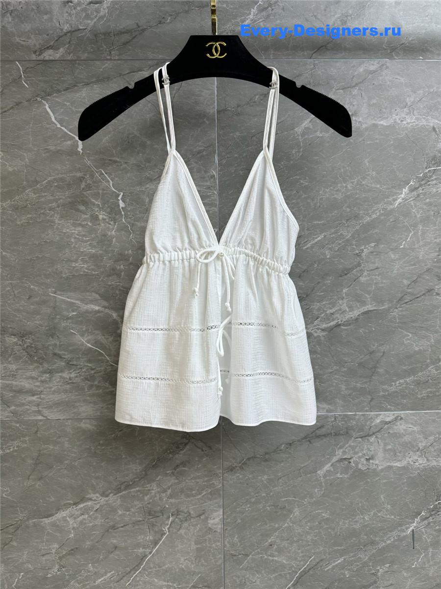 Ch**el white v-neck bow camisole