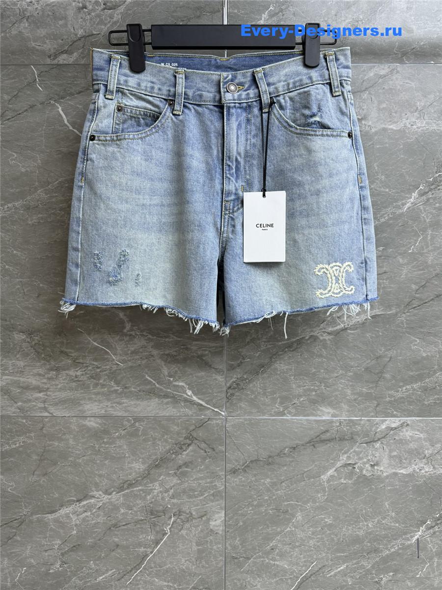 Ce1i*e embroidered logo denim shorts