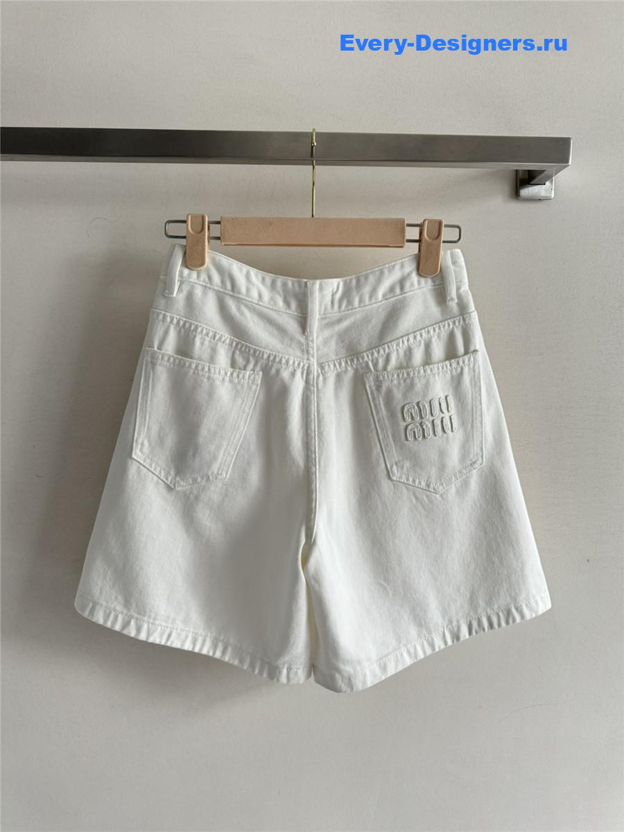 Miu Miu High Waisted White Denim Shorts