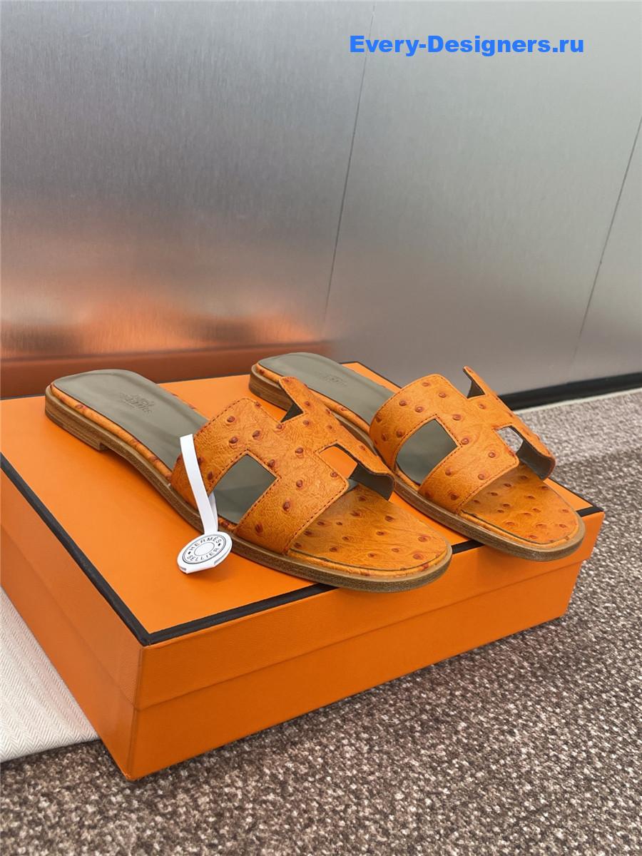 H**me5 ostrich leather oran sandal orange