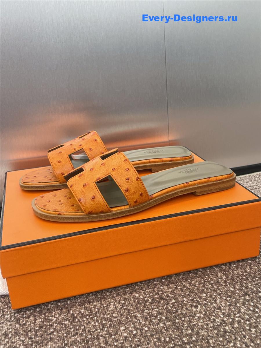 H**me5 ostrich leather oran sandal orange