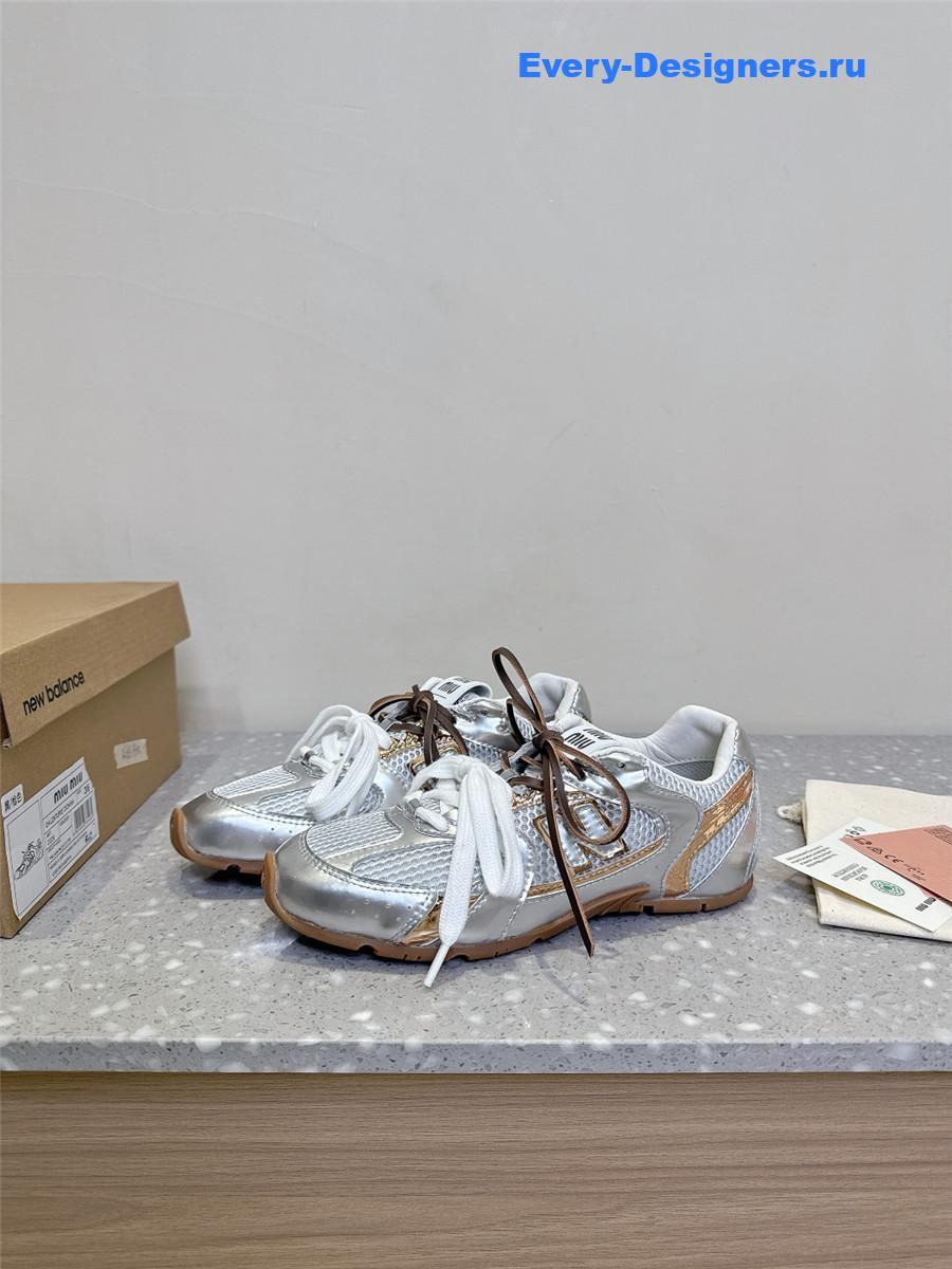 Miu Miu x New Balance 530 SL Silver Patent Leather Sneakers