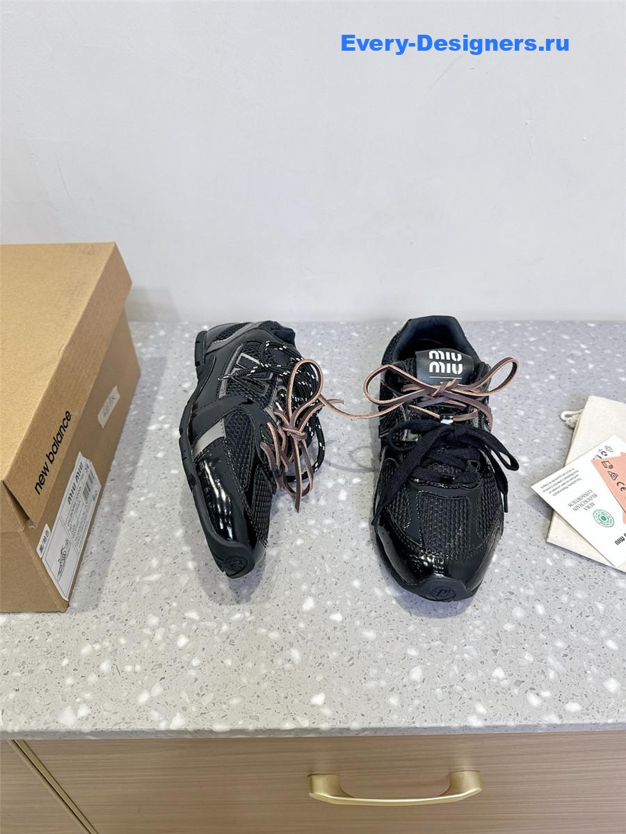 Miu Miu x New Balance 530 SL Black Patent Leather Sneakers