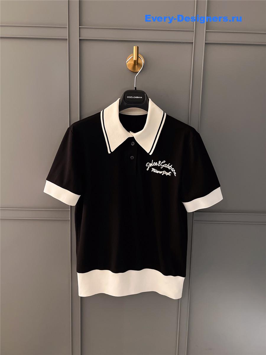 Dolce & Gabbana Logo Polo Top Black