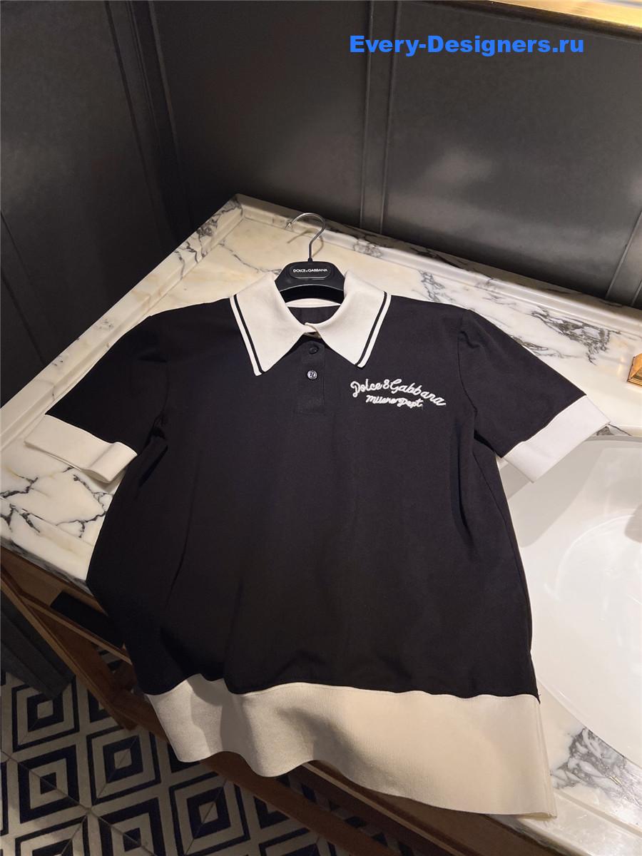 Dolce & Gabbana Logo Polo Top Black