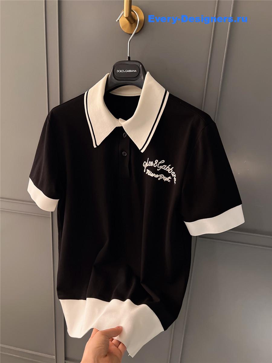 Dolce & Gabbana Logo Polo Top Black