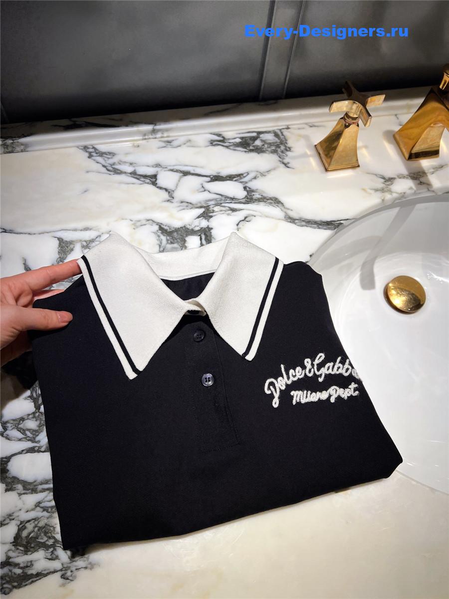 Dolce & Gabbana Logo Polo Top Black