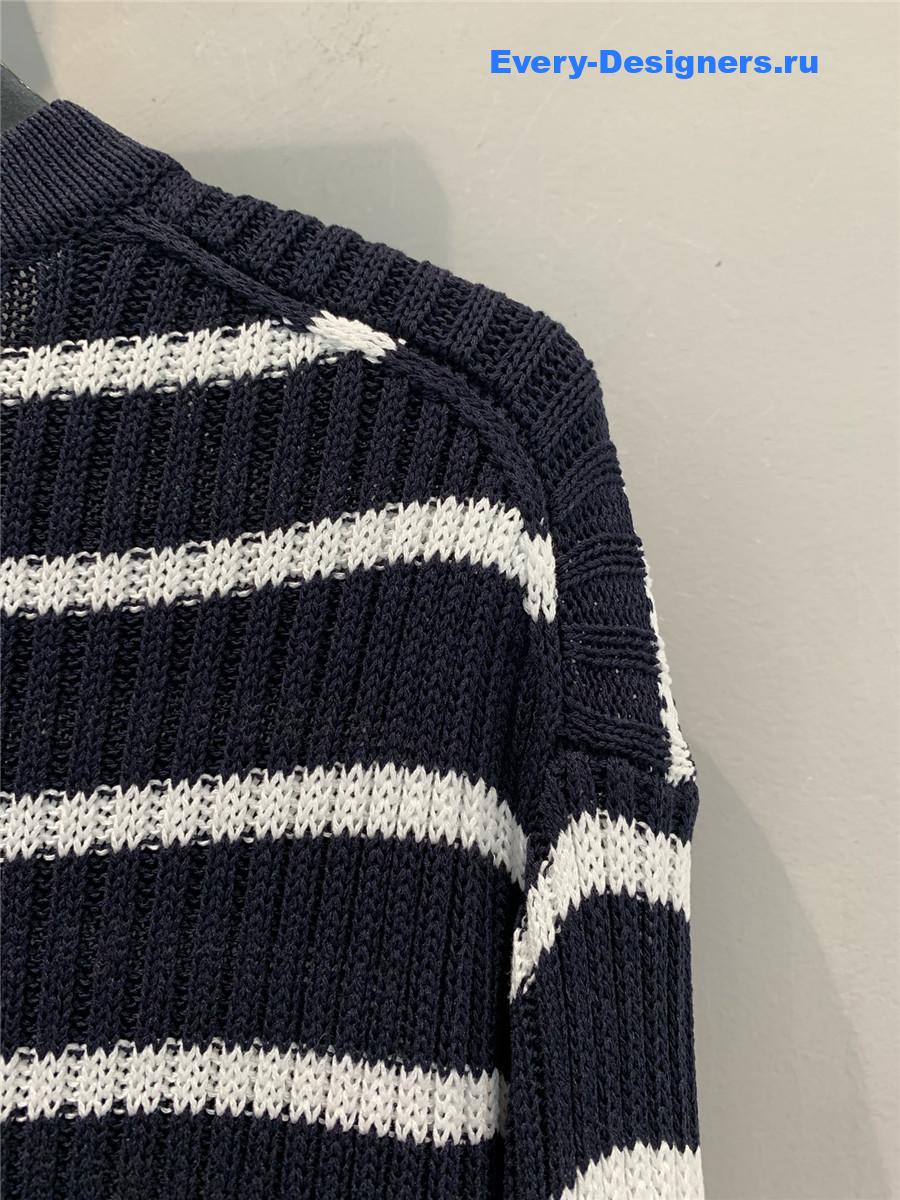 D10r striped lace-up knit dress