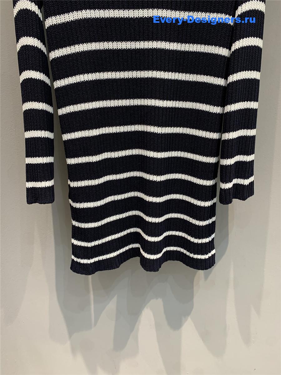 D10r striped lace-up knit dress