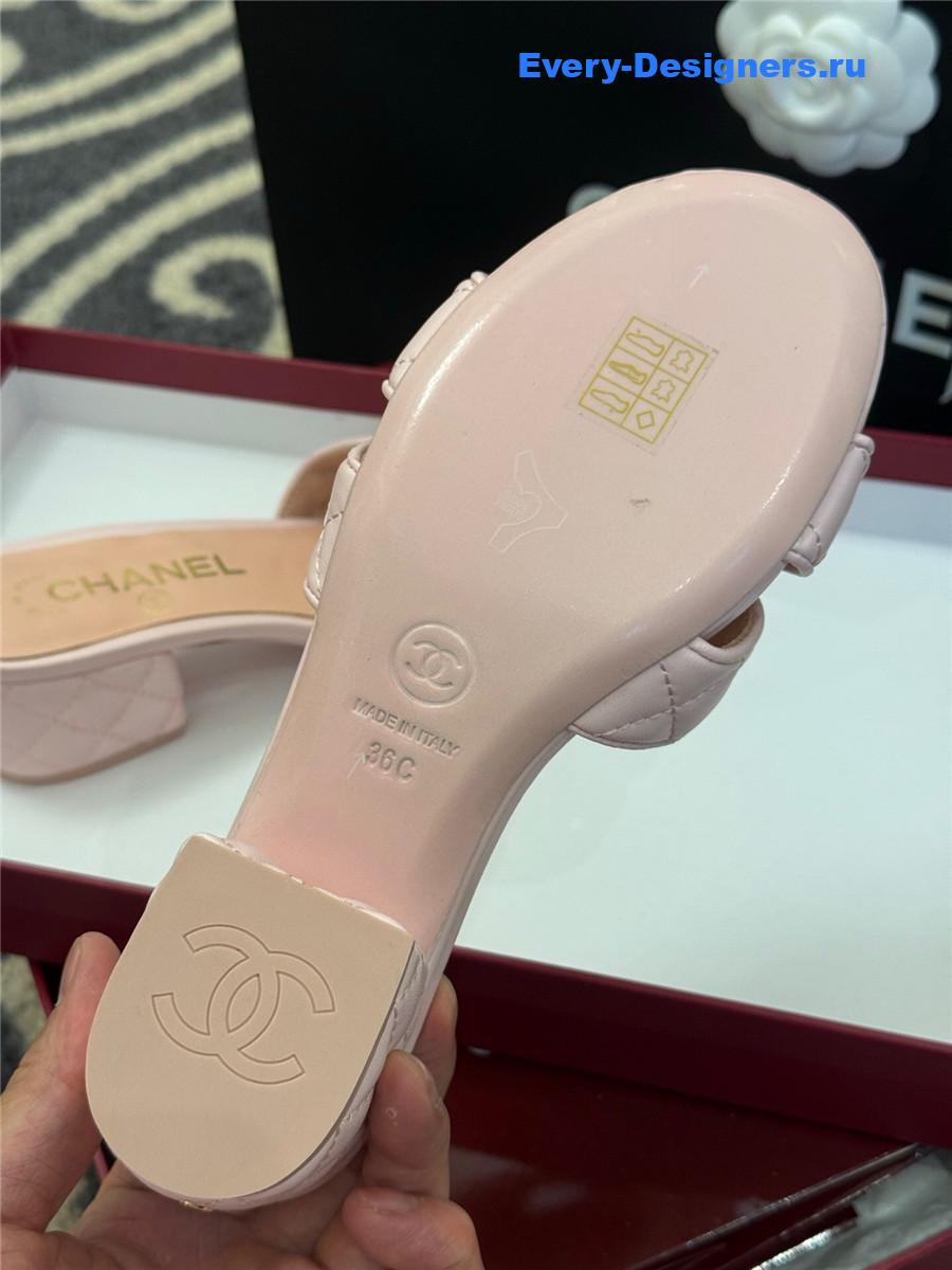 Ch**el quilted cc pink platform sandals