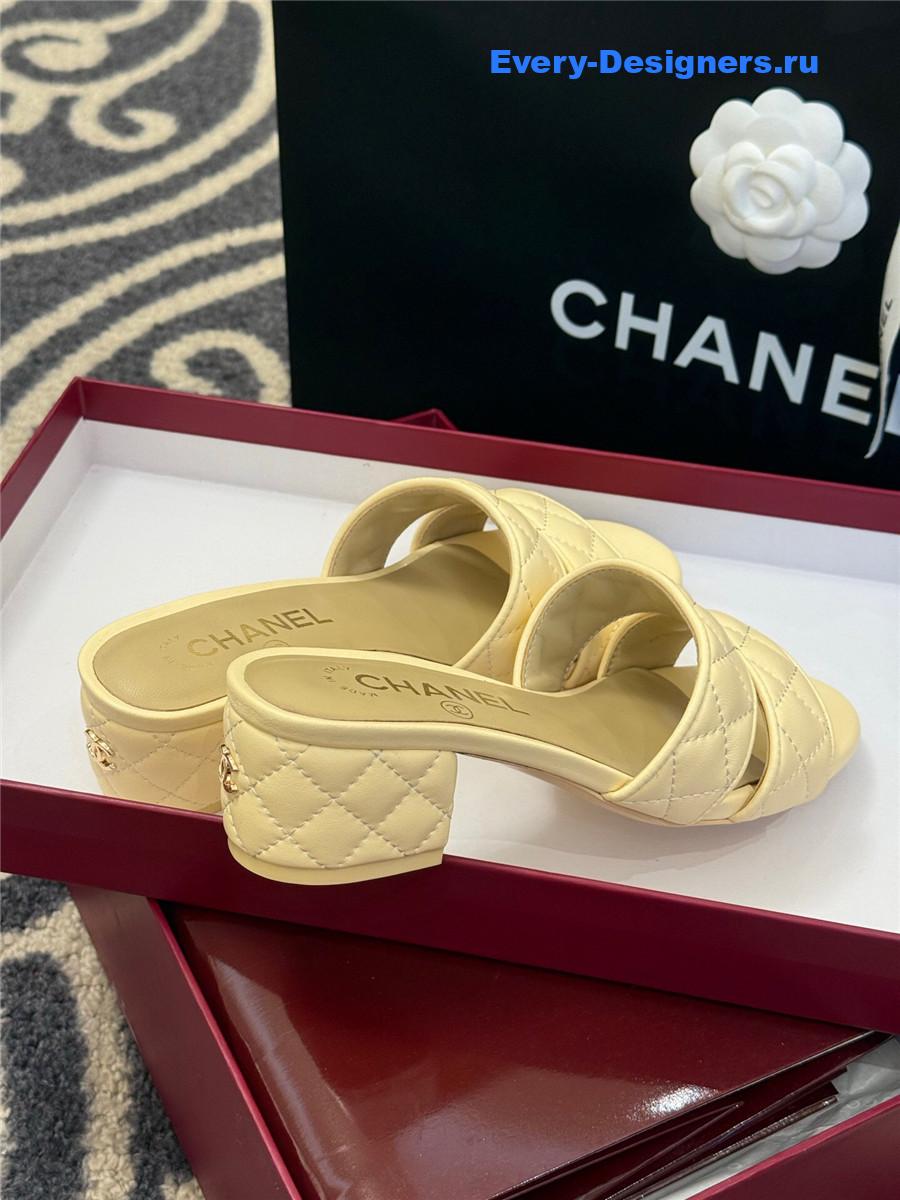 Ch**el quilted cc yellow platform sandals