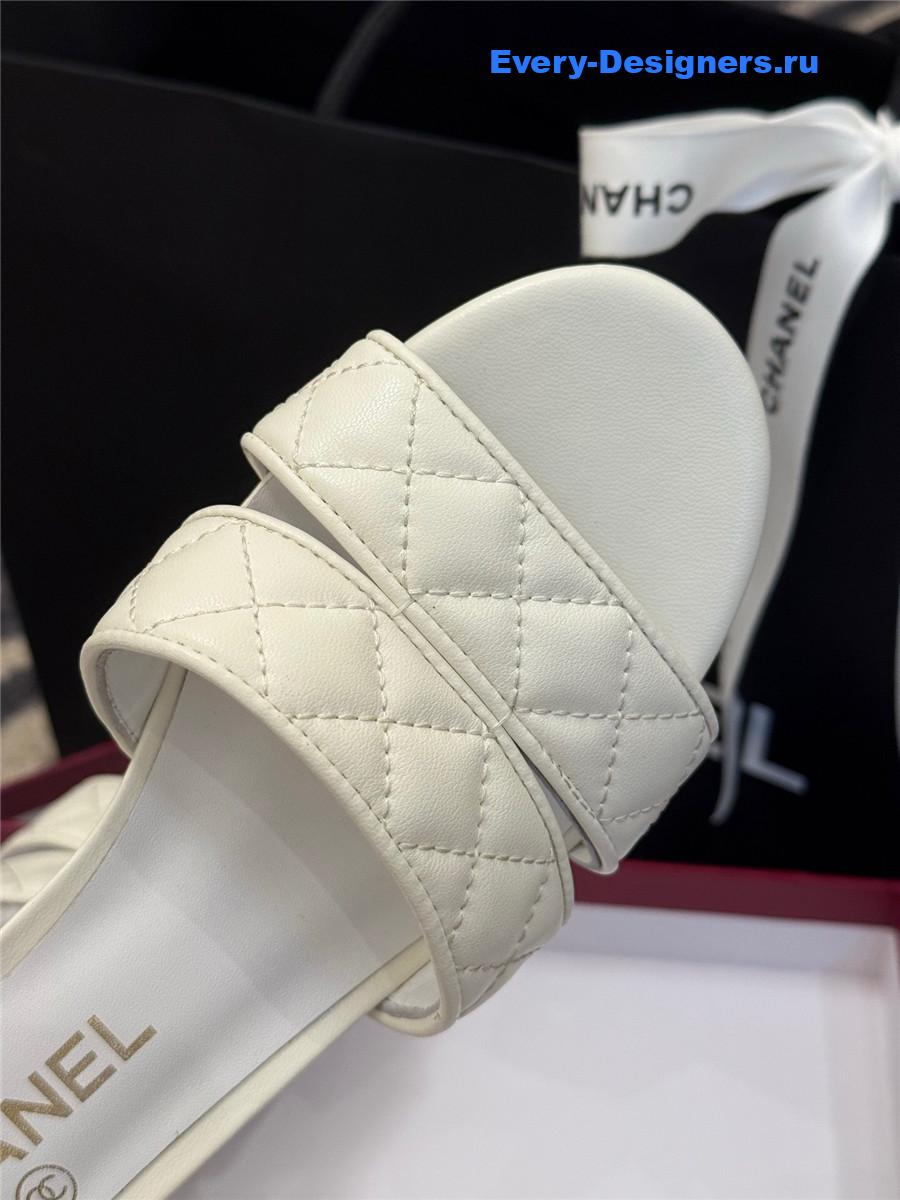 Ch**el quilted cc white platform sandals