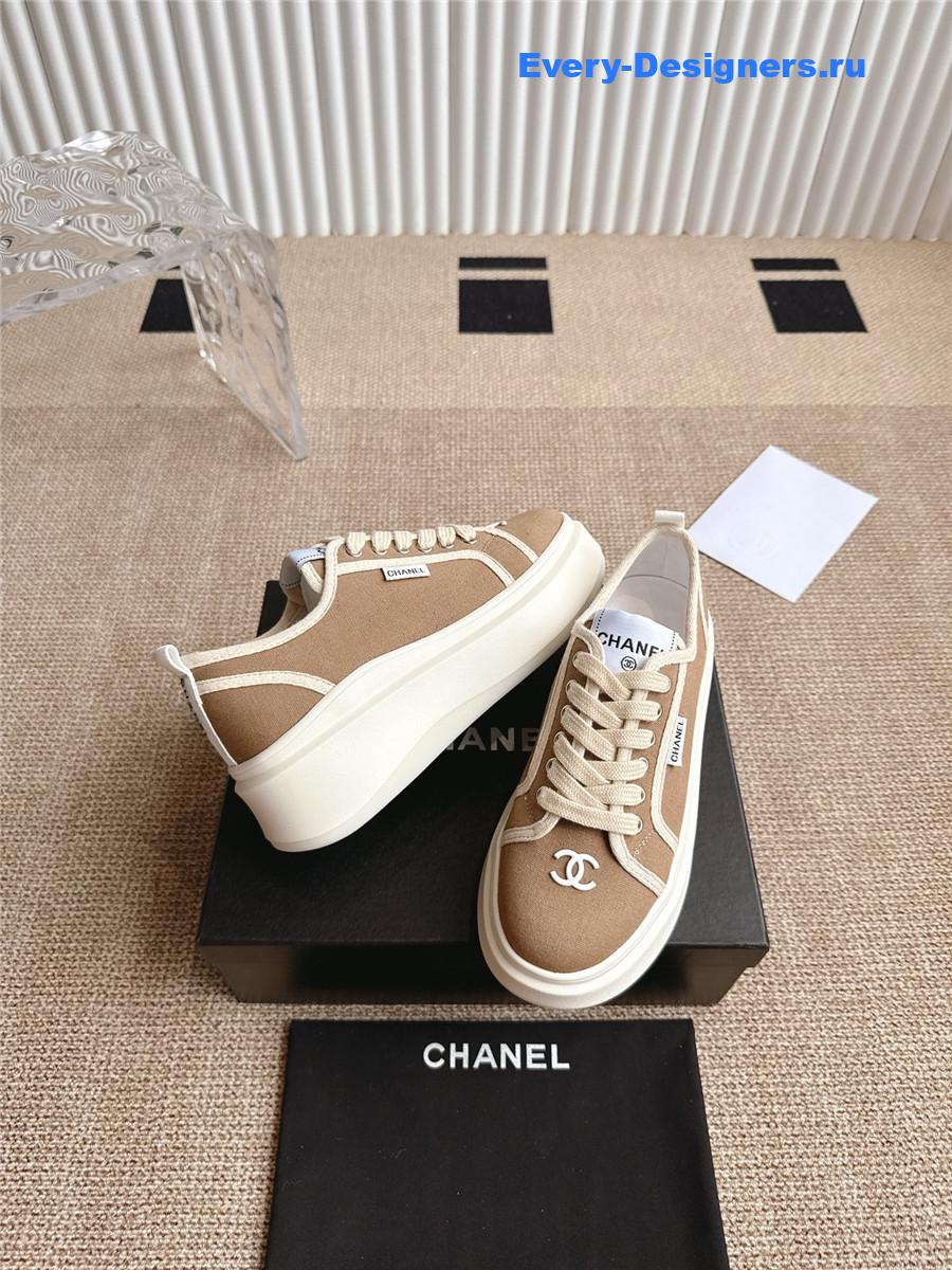 Ch**el cc logo beige platform sneakers