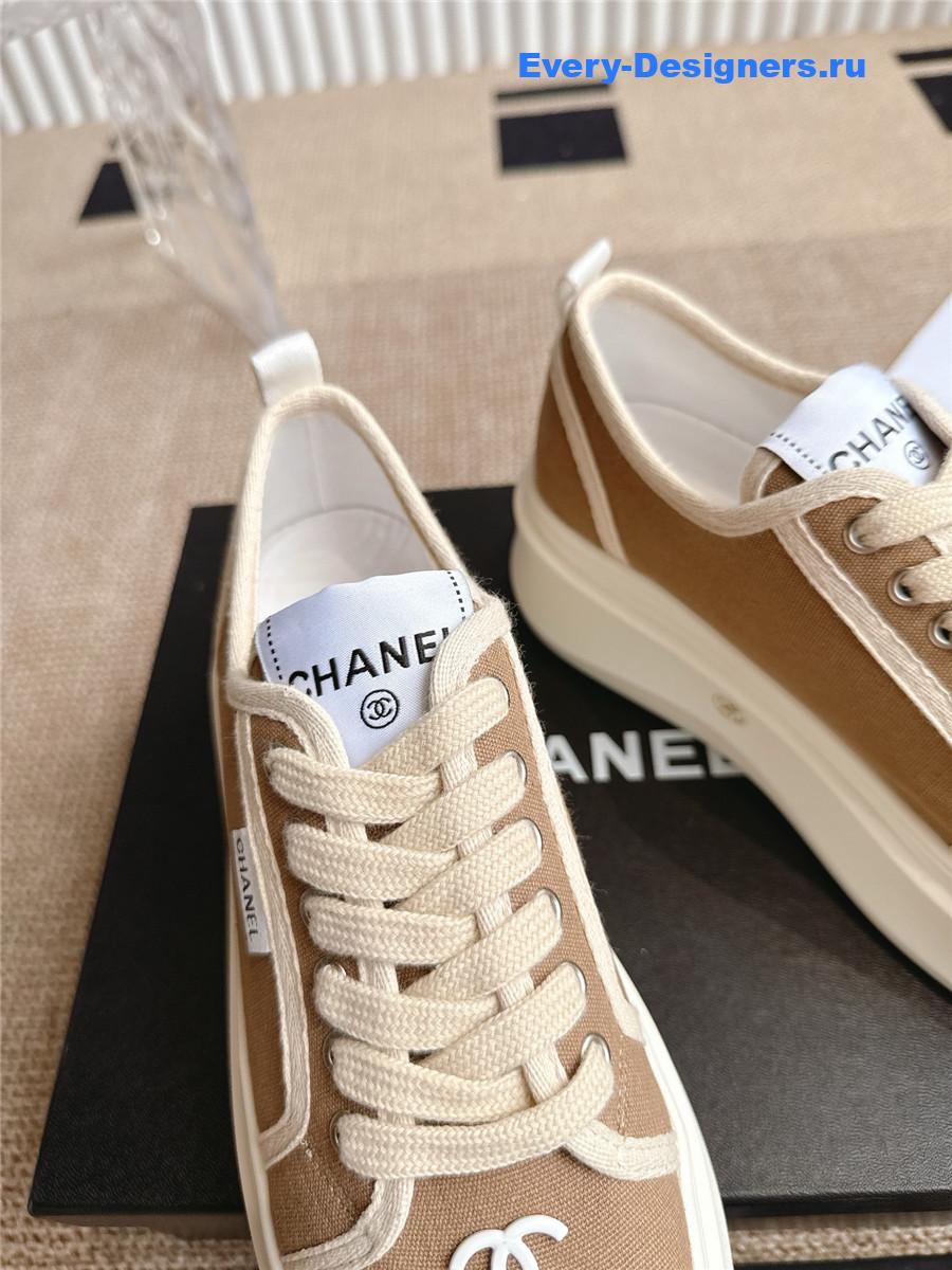 Ch**el cc logo beige platform sneakers