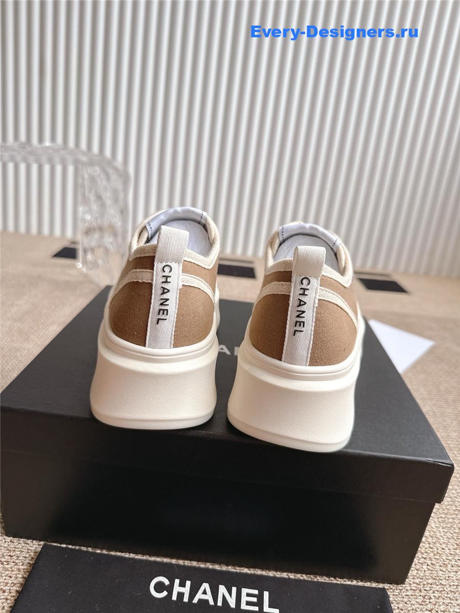 Ch**el cc logo beige platform sneakers