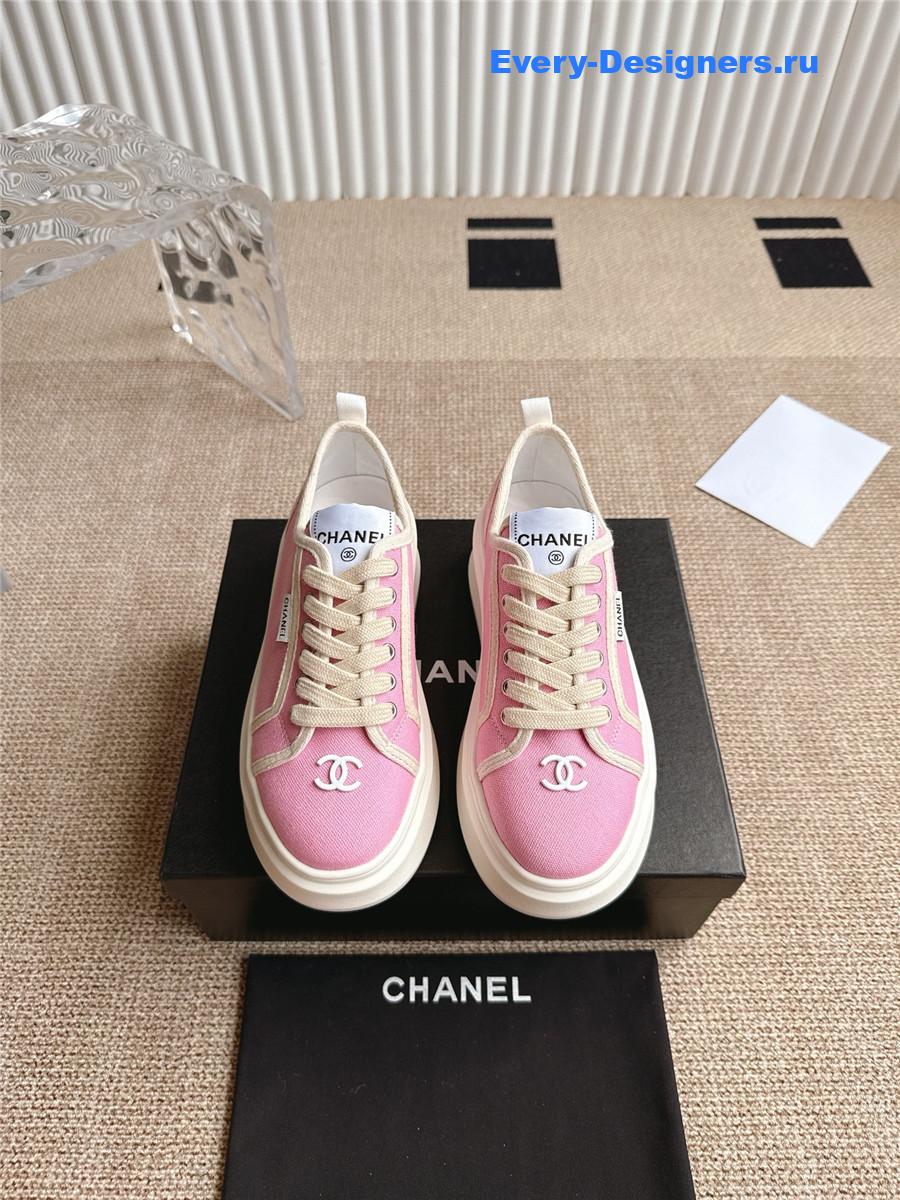 Ch**el pink cc logo platform sneakers