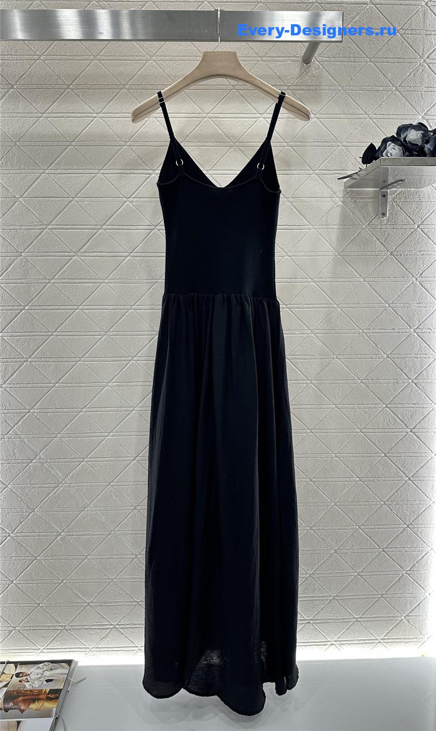 Ch**el black knit patchwork dress