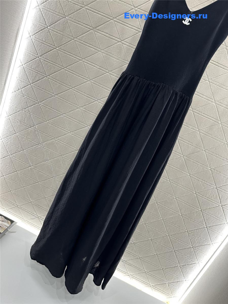 Ch**el black knit patchwork dress