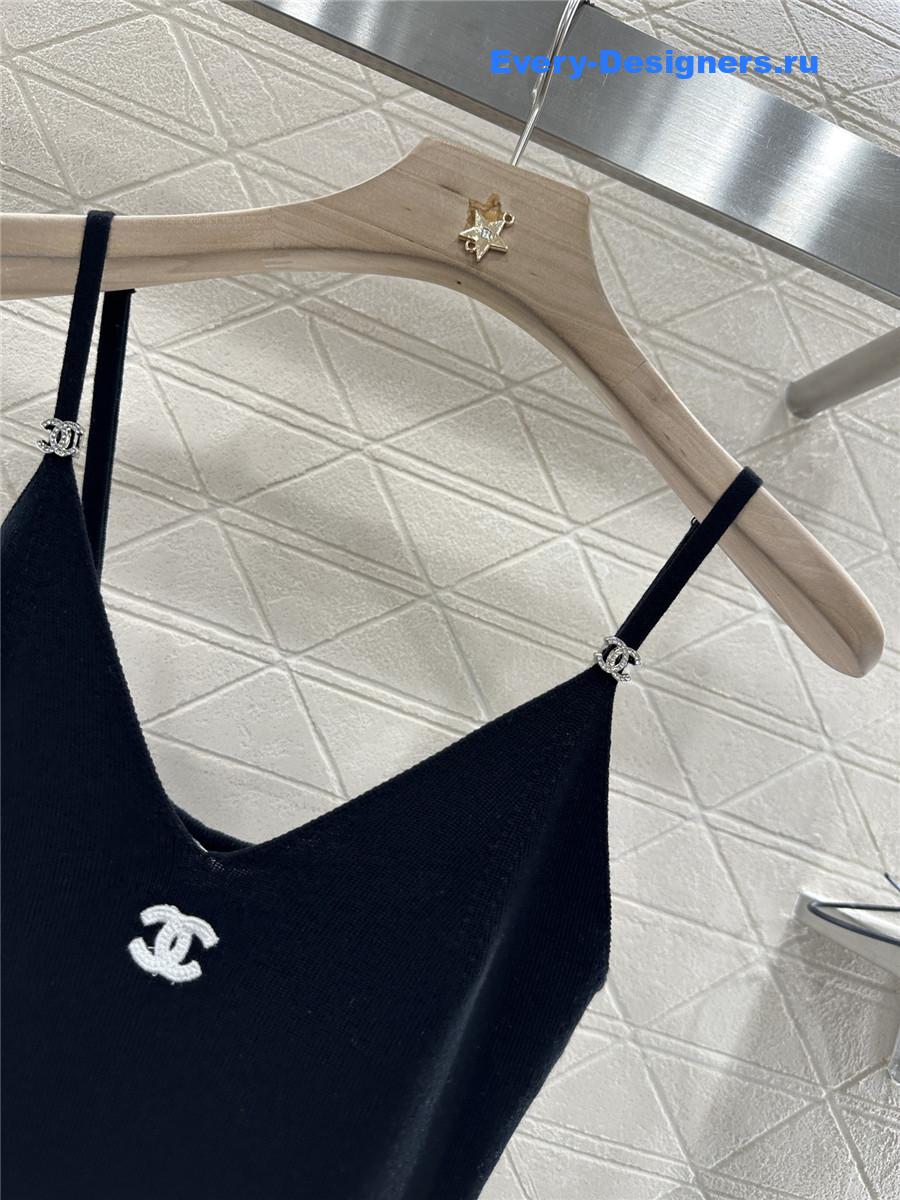 Ch**el black knit patchwork dress