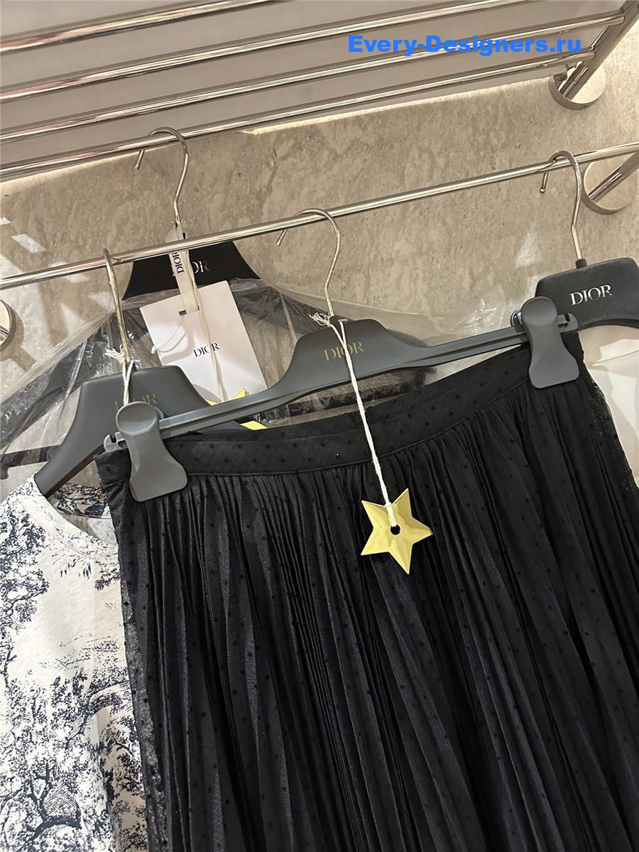 D10r polka dot pleated skirt black