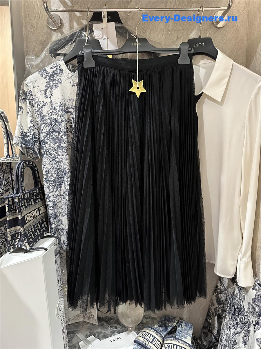 D10r polka dot pleated skirt black