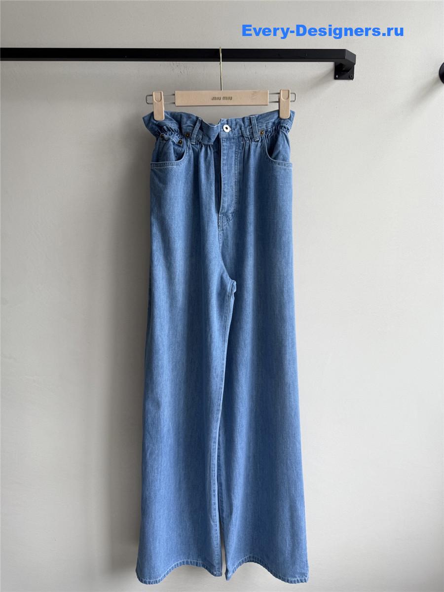 Miu Miu Floral Denim Trousers
