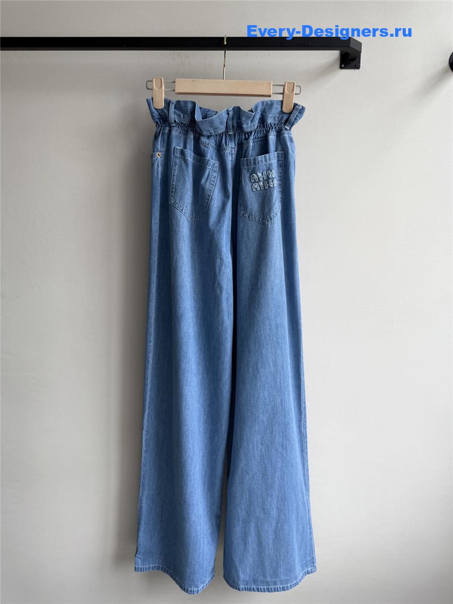 Miu Miu Floral Denim Trousers